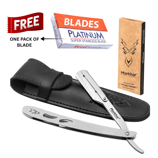 Cut Throat Razors Kit, Stainless Steel Straight Razors - Stainless Steel
