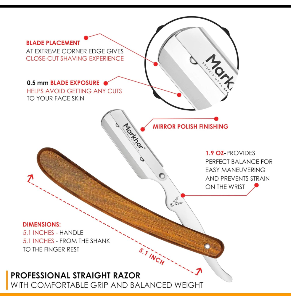 Cut Throat Razors Kit, Rose Wood Polish Straight Razor - Polish Wood Razor