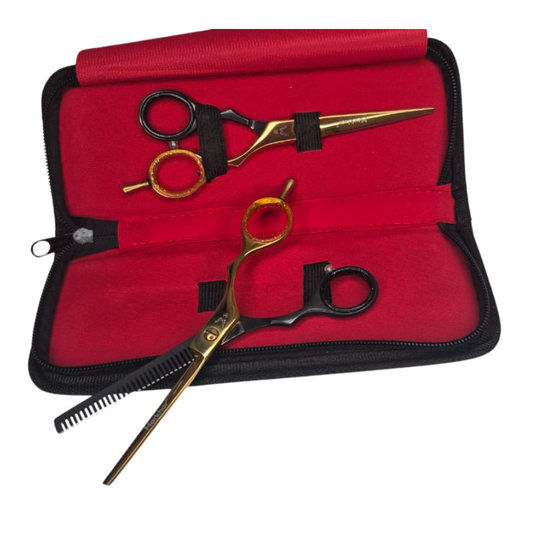 Hair Cutting Scissors Thinning Stainless Steel -  Golden Black