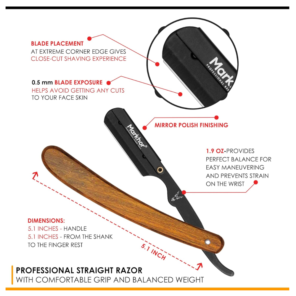 Cut Throat Razors Kit, Wooded Genic Black Rose Wood Straight Razor -  Black Wood Razor