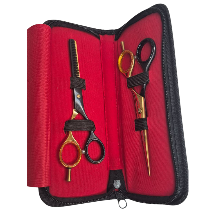 Hair Cutting Scissors Thinning Stainless Steel -  Golden Black