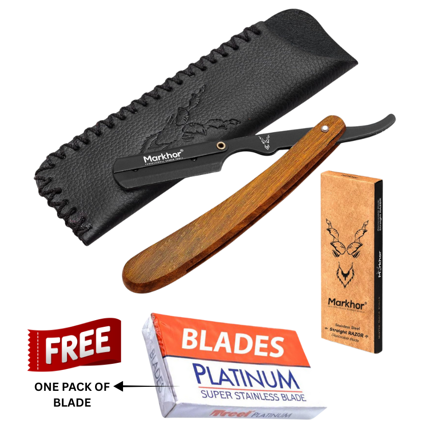 Cut Throat Razors Kit, Wooded Genic Black Rose Wood Straight Razor -  Black Wood Razor