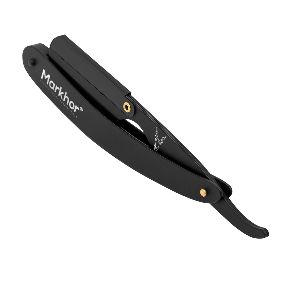 Cut Throat Razors Kit, Matte Black Straight Razors - Professional Barber Razor