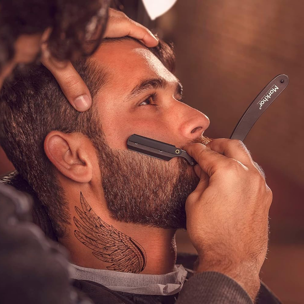 Cut Throat Razors Kit, Matte Black Straight Razors - Professional Barber Razor