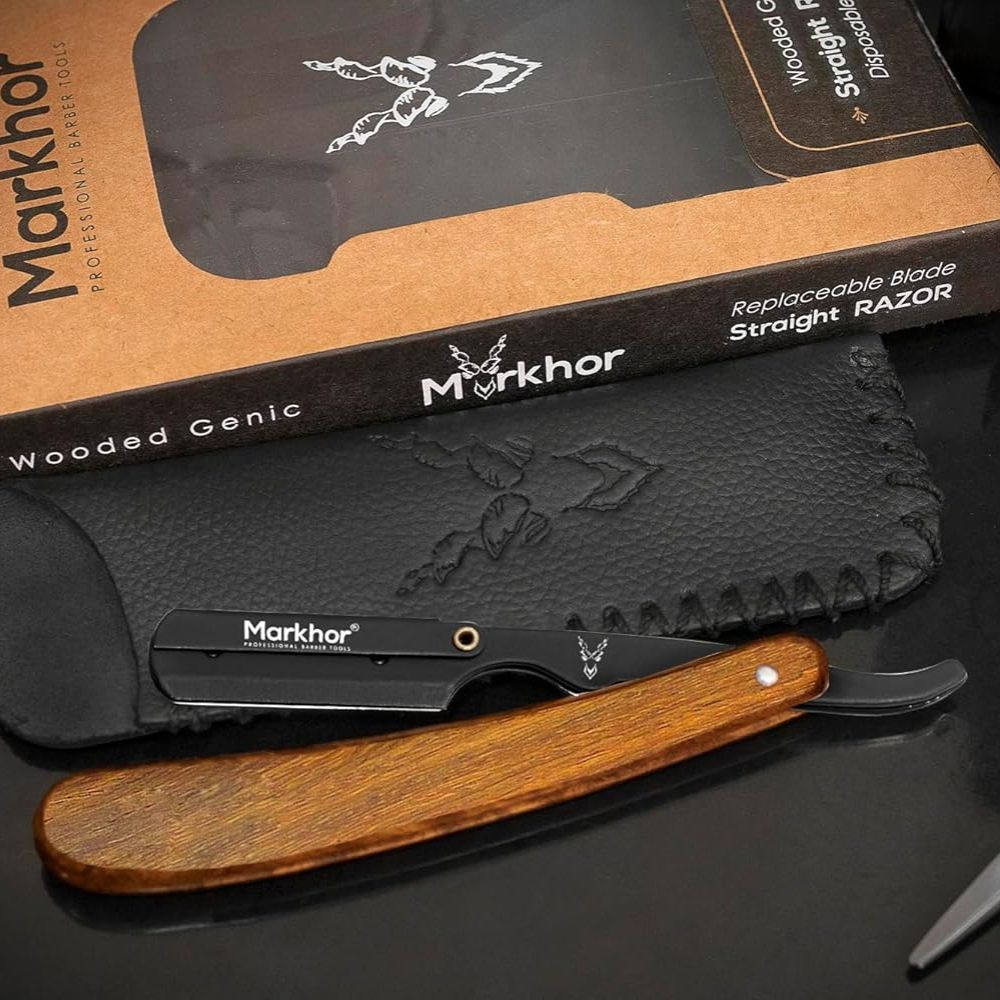 Cut Throat Razors Kit, Wooded Genic Black Rose Wood Straight Razor -  Black Wood Razor